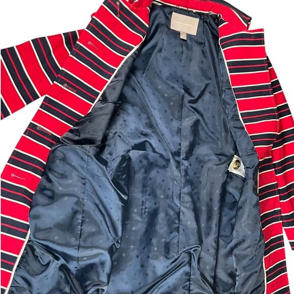 Banana Republic Red & Navy Striped Half Trench Coat Size XS (NWOT) Preppy Lux - Picture 10 of 12